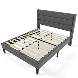 Acheter Lit Double Modenvie 140x200 cm avec matelas 7 zones et sommier - Gris foncé