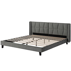 Acheter Lit Double 180x200 cm - Modenvie - sommier inclus avec tête de lit - velours gris