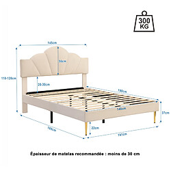 Avis Lit Double 140x190 cm - Modenvie - tête de lit réglable - Velours Beige