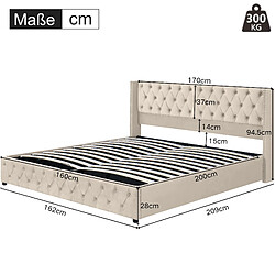 Avis Lit Coffre 160x200 cm Modenvie rangement hydraulique velours beige