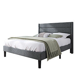 Lit Double Modenvie 140x200 cm avec matelas 7 zones et sommier - Gris foncé pas cher