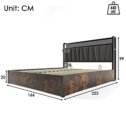 Avis Lit Coffre Modenvie 160x200 cm avec LED et USB - Gris