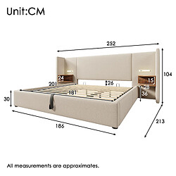 Avis Lit Coffre 180x200 cm Modenvie avec rangement et lampe USB Type C Beige