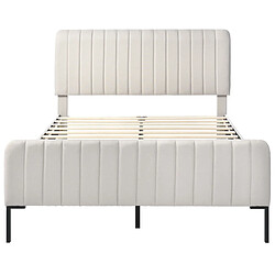 Acheter Lit Double 140x200 cm Modenvie avec tête de lit réglable et sommier Gris beige