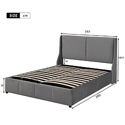 Avis Lit Coffre 140x190 cm Modenvie en velours gris avec rangement
