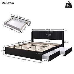Avis Lit Double Modenvie 180x200 cm avec tiroirs en velours noir
