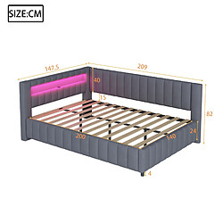 Avis Canapé-lit d'angle Modenvie 140x200 cm avec LED et USB en velours gris