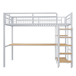 Acheter Lit mezzanine enfant 90x200 cm Modenvie avec bureau et étagères blanc