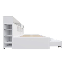 Acheter Lit banquette Modenvie 140x200 cm avec tiroirs et étagères réglables blanc