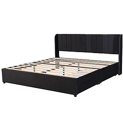 Acheter Lit Double Modenvie 180x200 cm avec tiroirs en velours noir