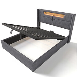 Acheter Lit Coffre 140x200 cm Modenvie avec LED et USB sans matelas gris