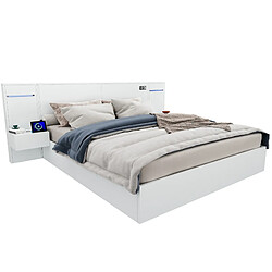 Lit Double 160x200 cm Modenvie avec USB-C, Bluetooth, LED, sans matelas pas cher