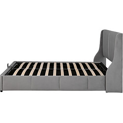Acheter Lit Coffre 140x190 cm Modenvie en velours gris avec rangement