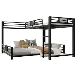 Lit Superposé d'Angle Modenvie 90x200/140x200 - gain de place - Noir pas cher