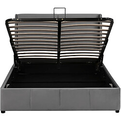 Lit Coffre 140x190 cm Modenvie en velours gris avec rangement pas cher