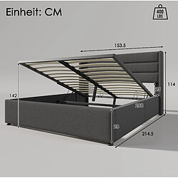 Avis Lit Coffre 140x200 cm Modenvie rangement hydraulique en lin gris
