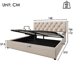 Avis Lit Coffre 140x200 cm Modenvie avec rangement et tête de lit réglable Naturel