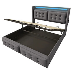 Acheter Lit Coffre 160x200 cm - Modenvie - USB et LED - tissu gris