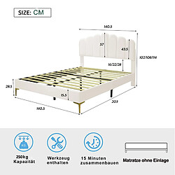 Avis Lit Double 140x200 cm Modenvie tete de lit reglable sommier inclus Beige
