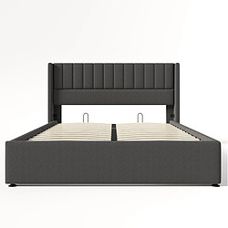 Acheter Lit Coffre 160x200 cm Modenvie avec rangement et sommier en lin gris