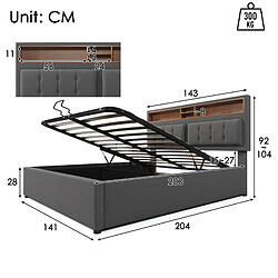 Avis Lit Coffre 140x200 cm Modenvie USB-C rangement lin gris