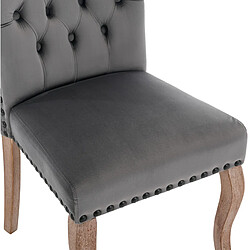 STILVORA Chaise de salle à manger grise en velours avec clous décoratifs lot de 4 pas cher