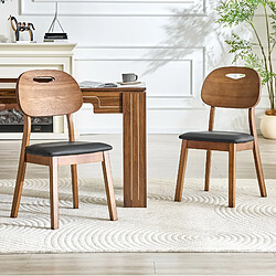 Avis STILVORA 2 chaises de salle à manger 43/42/45,7 cm noires en PU et hévéa à dossier ovale