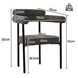 STILVORA Lot de 6 chaises 70/62/84 cm gris foncé en fer avec assise ergonomique pas cher