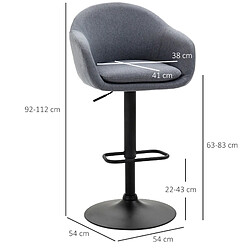 Avis STILVORA Tabouret de bar 54/54/112 cm gris foncé en acier réglable et pivotant