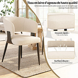 STILVORA Chaise 59/46,5/81,5 cm beige en flanelle et métal avec dossier incurvé pas cher