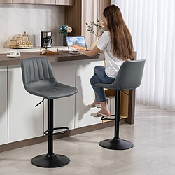 Avis STILVORA Tabourets de bar lot de 2 43/49,5/91-111 cm gris foncé en simili cuir pivotants
