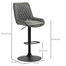 Acheter STILVORA Lot de 2 tabourets de bar 51/59/97-117 cm gris foncé en cuir synthétique réglable