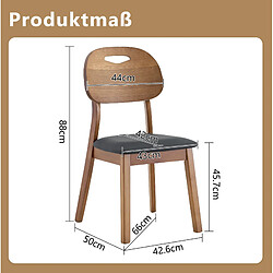 Acheter STILVORA 2 chaises de salle à manger 43/42/45,7 cm noires en PU et hévéa à dossier ovale