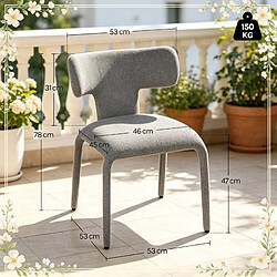 Acheter STILVORA Chaise de bureau 53/53/78 cm grise en lin avec dossier incurvé lot de 2