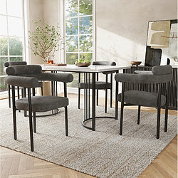 Avis STILVORA Chaise de salle à manger 70/62/84 cm gris foncé en fer avec assise large