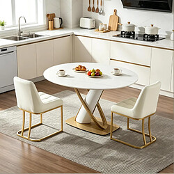 Avis STILVORA Chaise de salle à manger 39/45/84 cm beige en velours et métal lot de 2