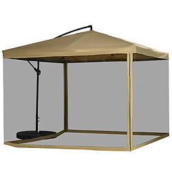 STILVORA Parasol déporté 295/295/260 cm beige en acier avec moustiquaire intégrée pas cher