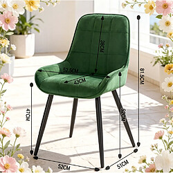 Acheter STILVORA Lot de 4 chaises de salle à manger 38/43/81,5 cm vert foncé en velours et métal