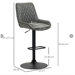Avis STILVORA Lot de 2 tabourets de bar 51/59/97-117 cm gris foncé en cuir synthétique réglable