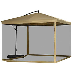 Acheter STILVORA Parasol déporté 295/295/260 cm beige en acier avec moustiquaire intégrée