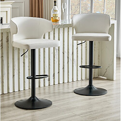 Avis STILVORA Lot de 2 tabourets de bar 49,7/43/85-110 cm blanc en PU réglables pivotants