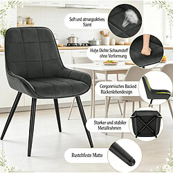 STILVORA Chaise de salle à manger 38/43/81,5 cm gris foncé en velours et métal lot de 4 pas cher