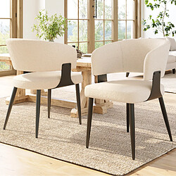 Avis STILVORA Chaise 59/46,5/81,5 cm beige en flanelle et métal avec dossier incurvé
