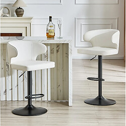 Acheter STILVORA Lot de 2 tabourets de bar 49,7/43/85-110 cm blanc en PU réglables pivotants