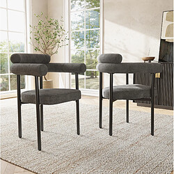 Acheter STILVORA Chaise de salle à manger 70/62/84 cm gris foncé en fer avec assise large
