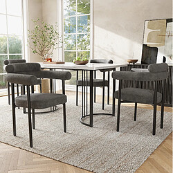 Acheter STILVORA Lot de 6 chaises 70/62/84 cm gris foncé en fer avec assise ergonomique