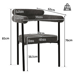 STILVORA Chaise de salle à manger 70/62/84 cm gris foncé en fer avec assise large pas cher