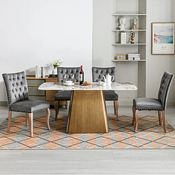 Acheter STILVORA Chaise de salle à manger grise en velours avec clous décoratifs lot de 4
