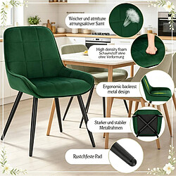 STILVORA Lot de 4 chaises de salle à manger 38/43/81,5 cm vert foncé en velours et métal pas cher