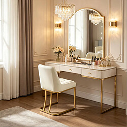 Acheter STILVORA Chaise de salle à manger 39/45/84 cm beige en velours et métal lot de 2